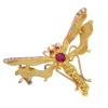 Vintage antique Victorian insect brooch with rubies and half seed pearls